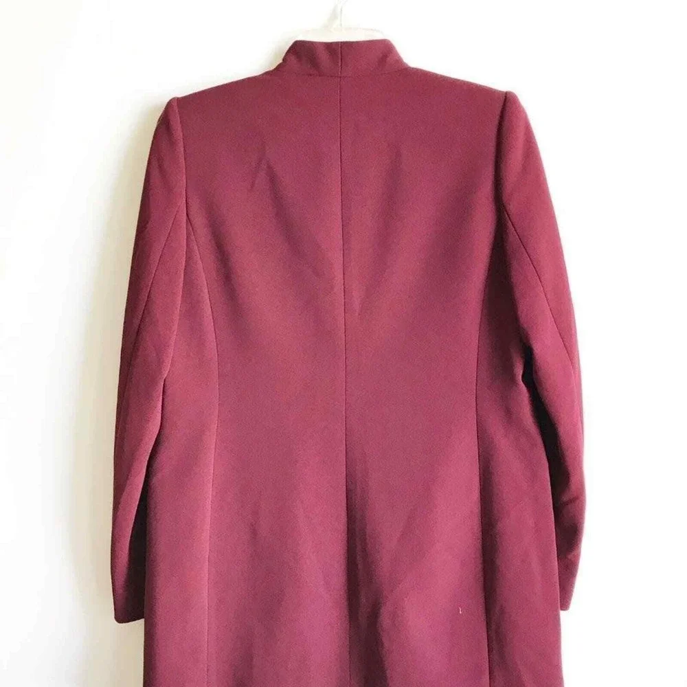 Calvin Klein Petite Jacket  Burgundy Collarless Open Front Jacket 8P NWT‎